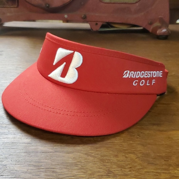 MENS BRIDGESTONE HIGH CROWN GOLF TOUR RED VISOR - Picture 1 of 4